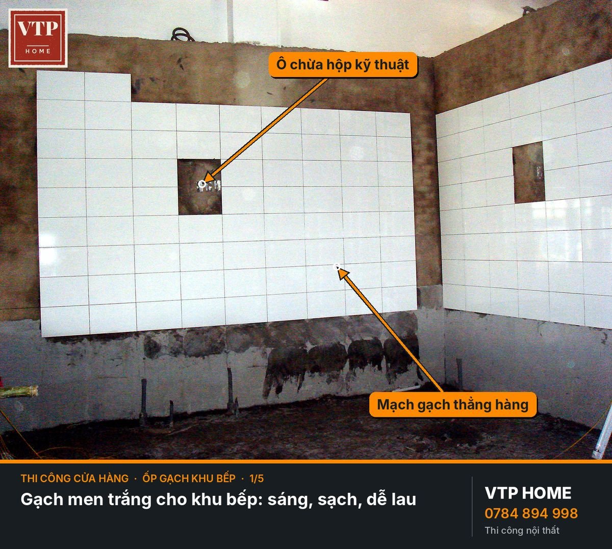 Ốp gạch khu bếp: dễ lau mới là chuyện trước – hình ảnh minh họa VTP Home
