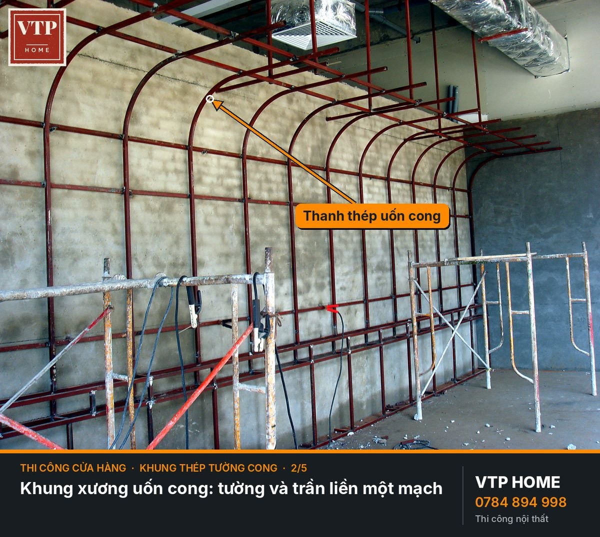 Khung thép cho tường cong – hình ảnh minh họa VTP Home