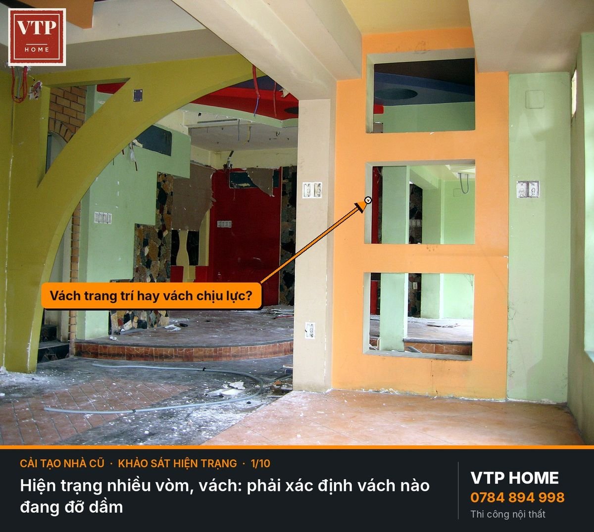 Bước 1. Khảo sát hiện trạng trước khi đập – hình ảnh minh họa VTP Home
