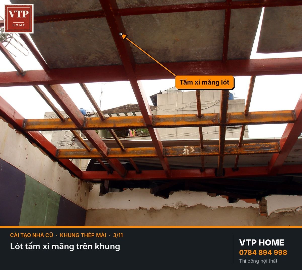 Bước 3. Khung thép mái, sân thượng, mái đón – hình ảnh minh họa VTP Home