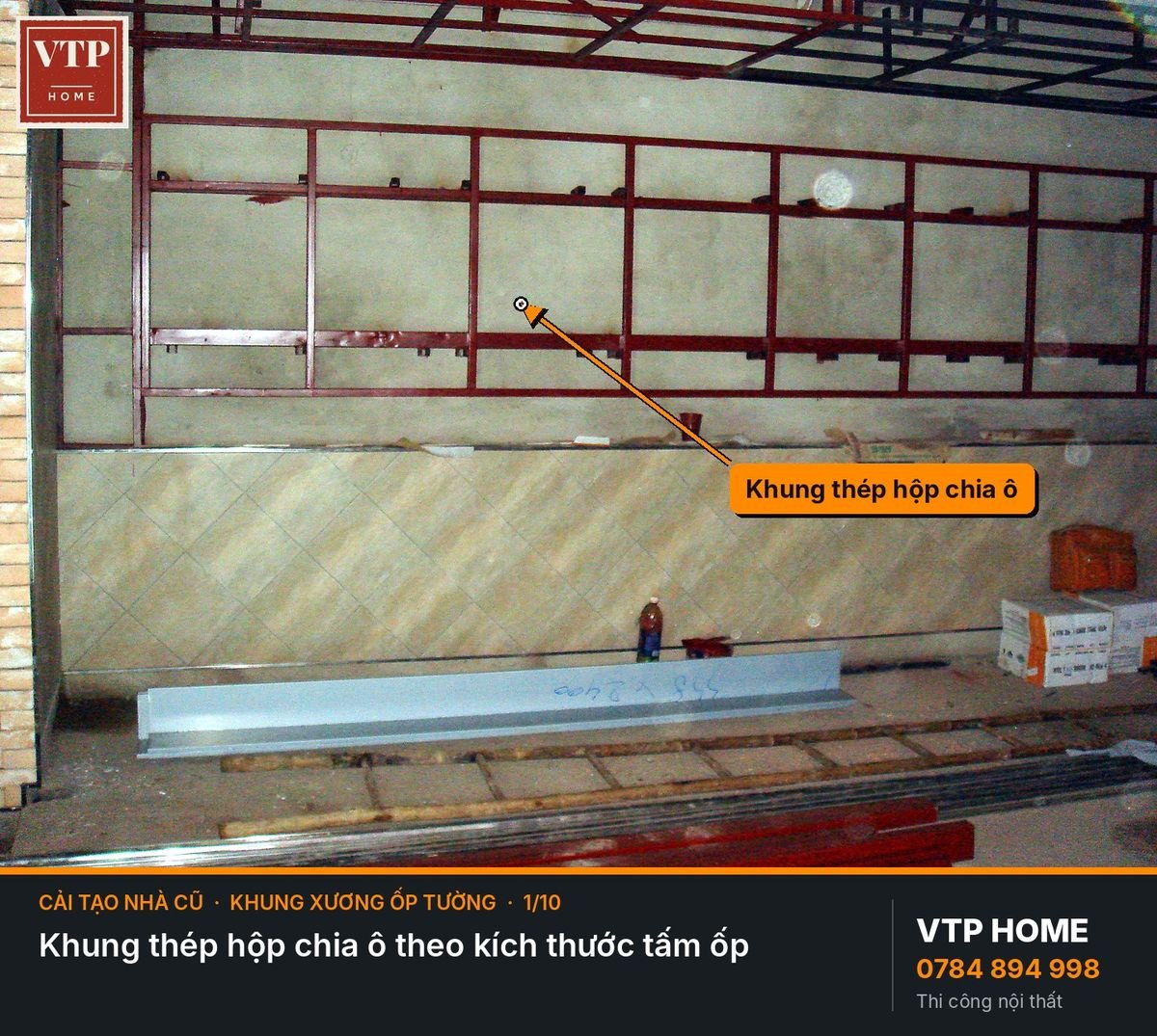 Bước 4. Khung xương thép cho mảng ốp, trần, kệ – hình ảnh minh họa VTP Home