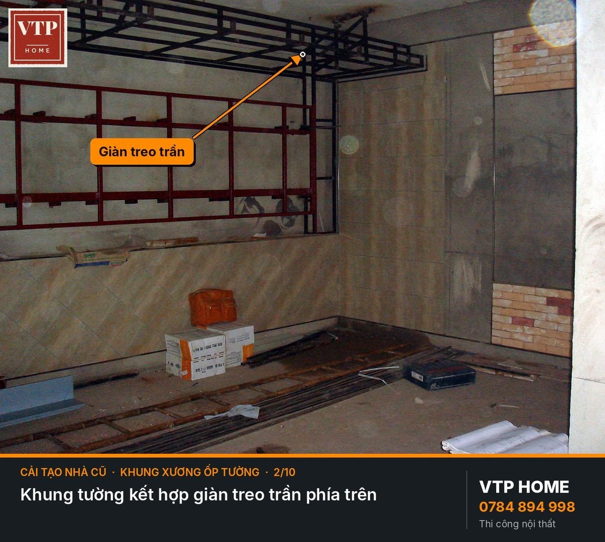 Bước 4. Khung xương thép cho mảng ốp, trần, kệ – hình ảnh minh họa VTP Home