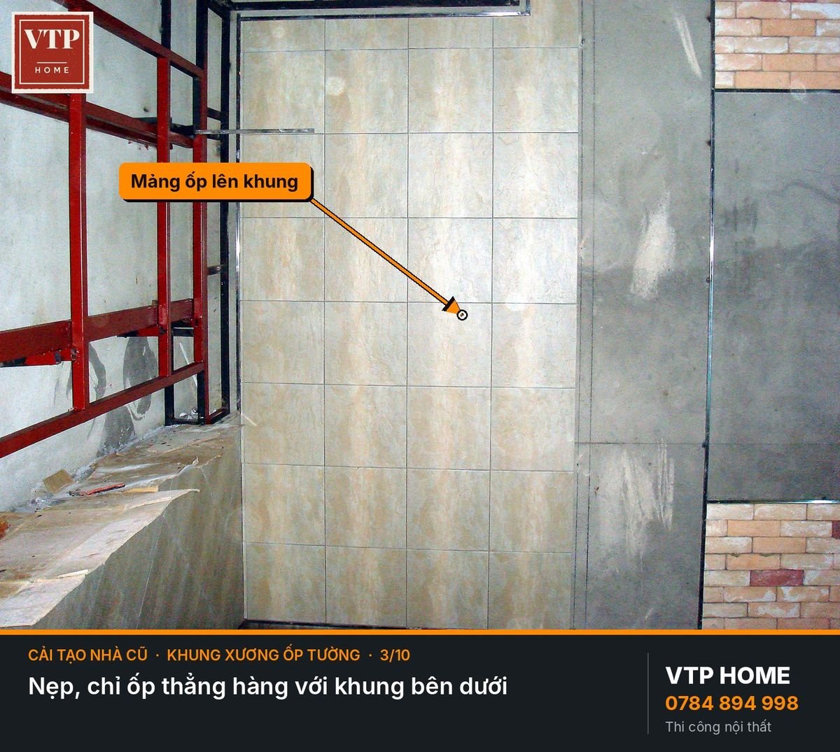 Bước 4. Khung xương thép cho mảng ốp, trần, kệ – hình ảnh minh họa VTP Home