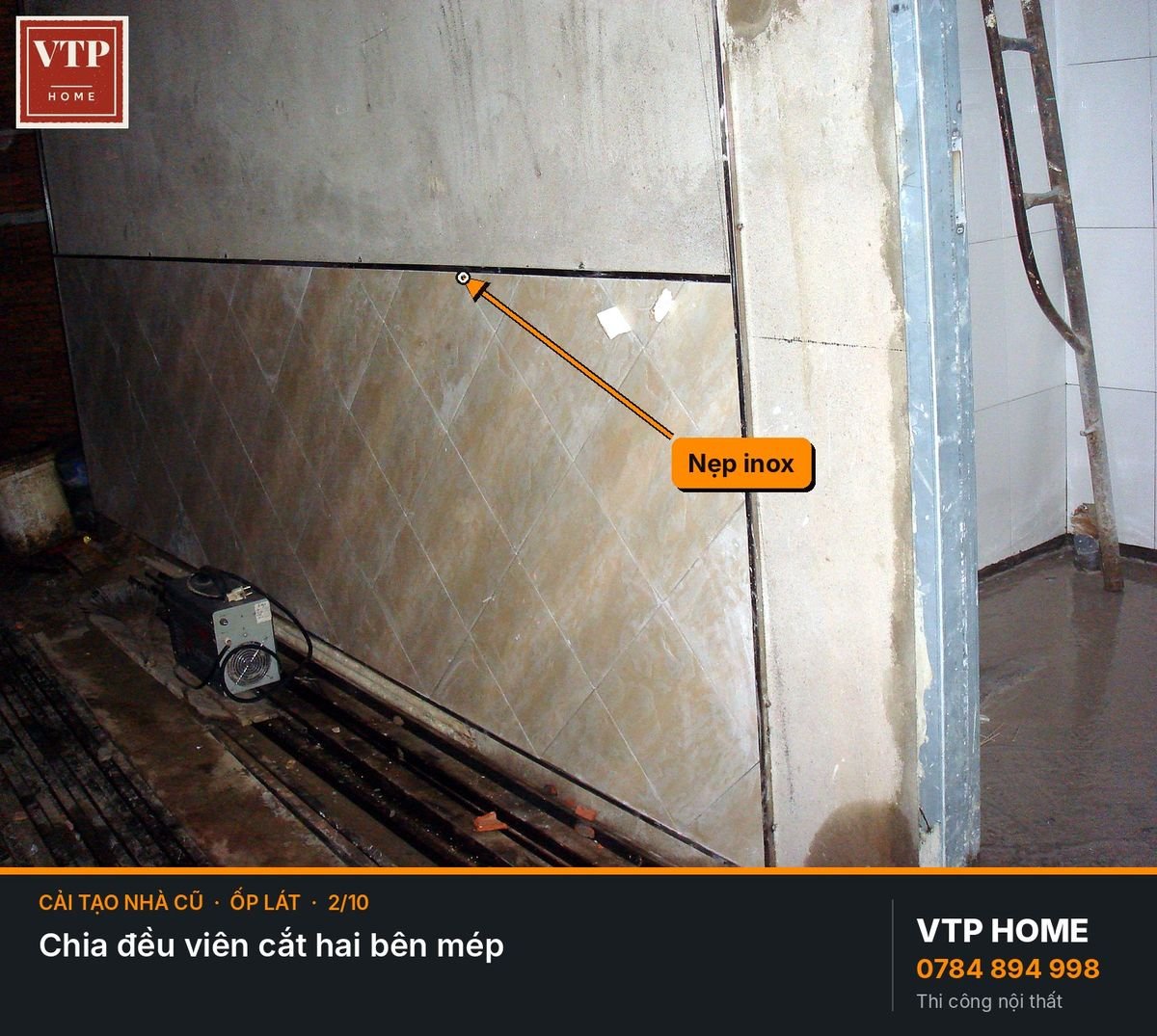 Bước 9. Ốp lát: tường gạch thẻ, sàn, bậc cấp – hình ảnh minh họa VTP Home