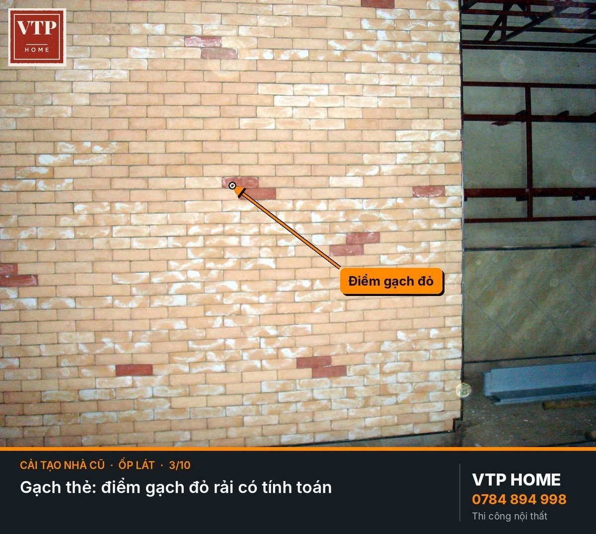 Bước 9. Ốp lát: tường gạch thẻ, sàn, bậc cấp – hình ảnh minh họa VTP Home