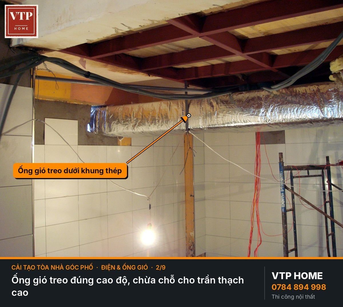 Điện, ống gió điều hòa, hút khói bếp – hình ảnh minh họa VTP Home