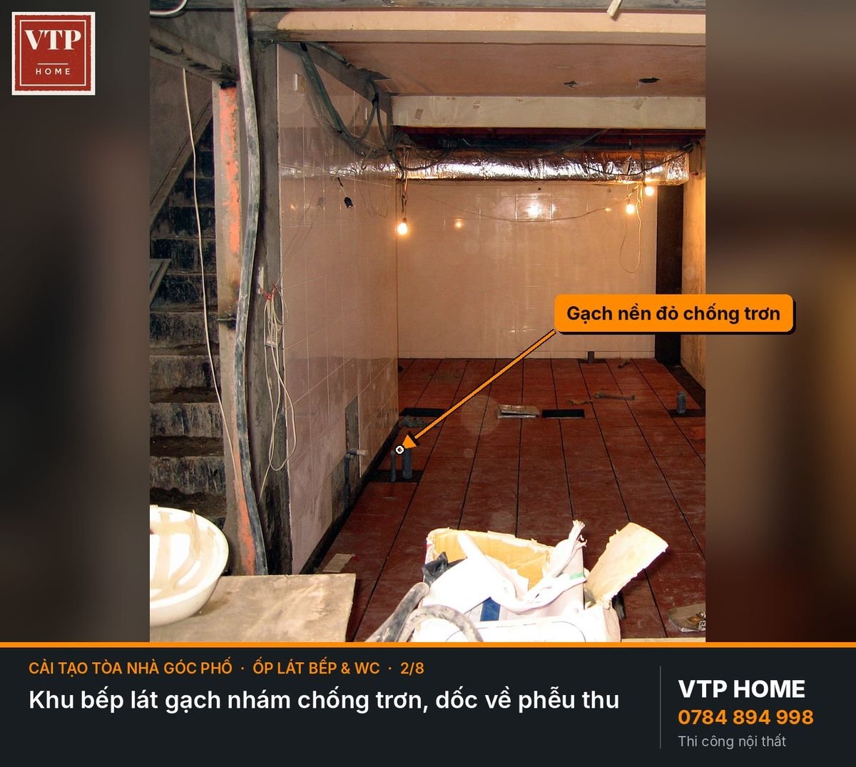 Ốp lát khu bếp, WC và cầu thang – hình ảnh minh họa VTP Home