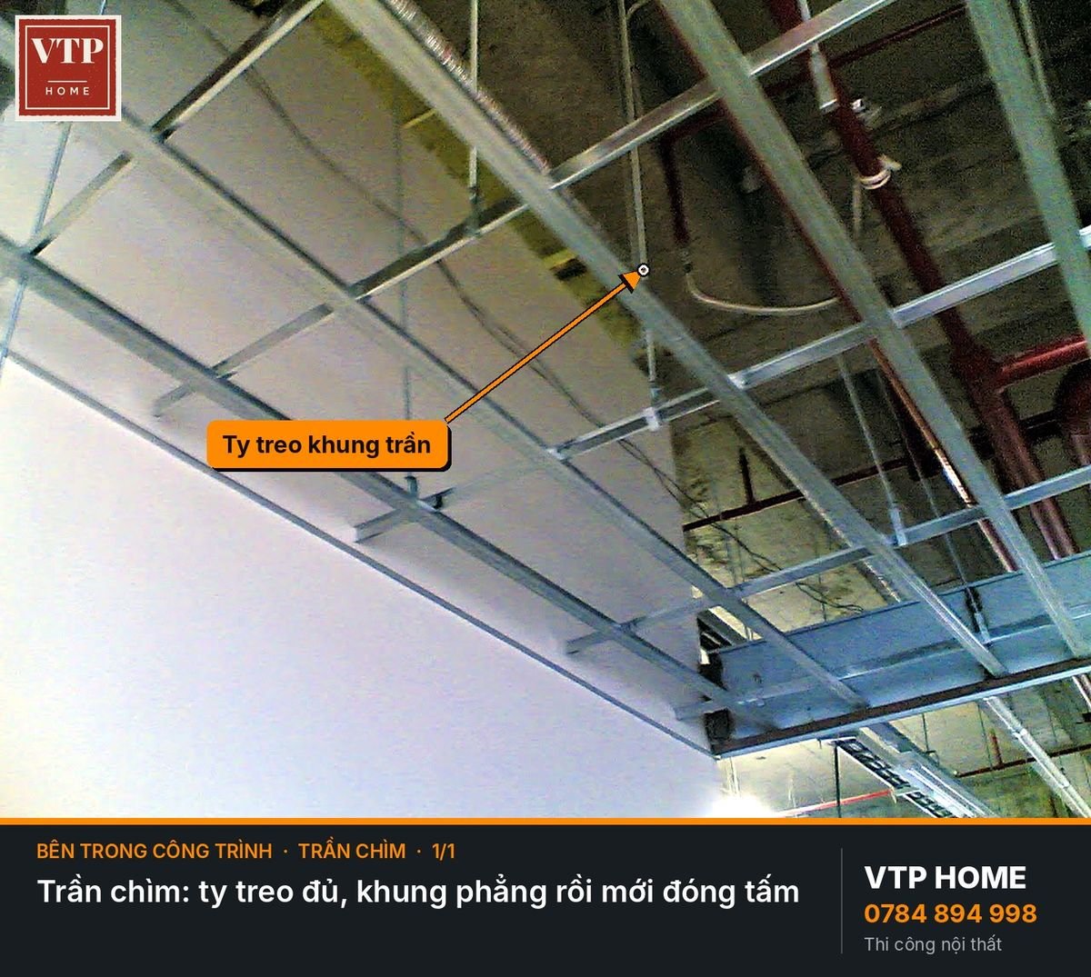 Khung xương trần chìm – hình ảnh minh họa VTP Home