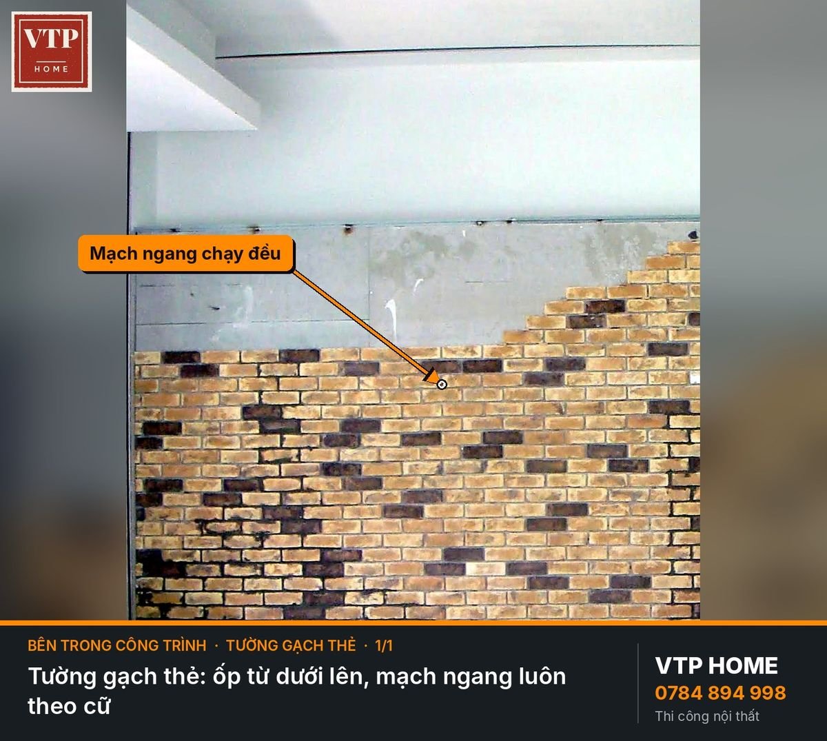 Gạch thẻ: mảng trang trí và góc tường – hình ảnh minh họa VTP Home
