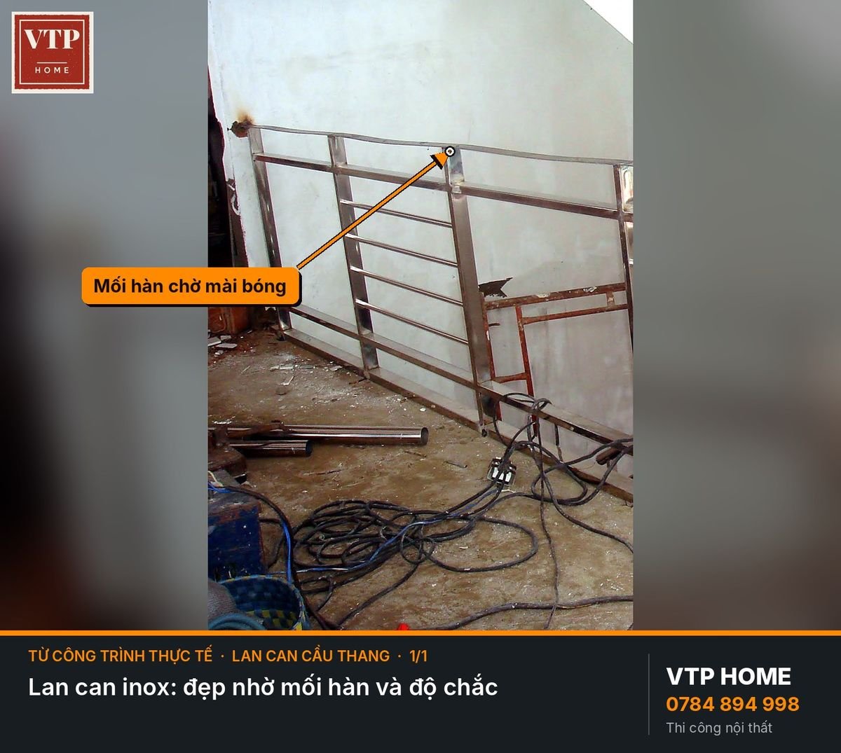 Lan can inox: chắc là nhờ phần bắt chân – hình ảnh minh họa VTP Home