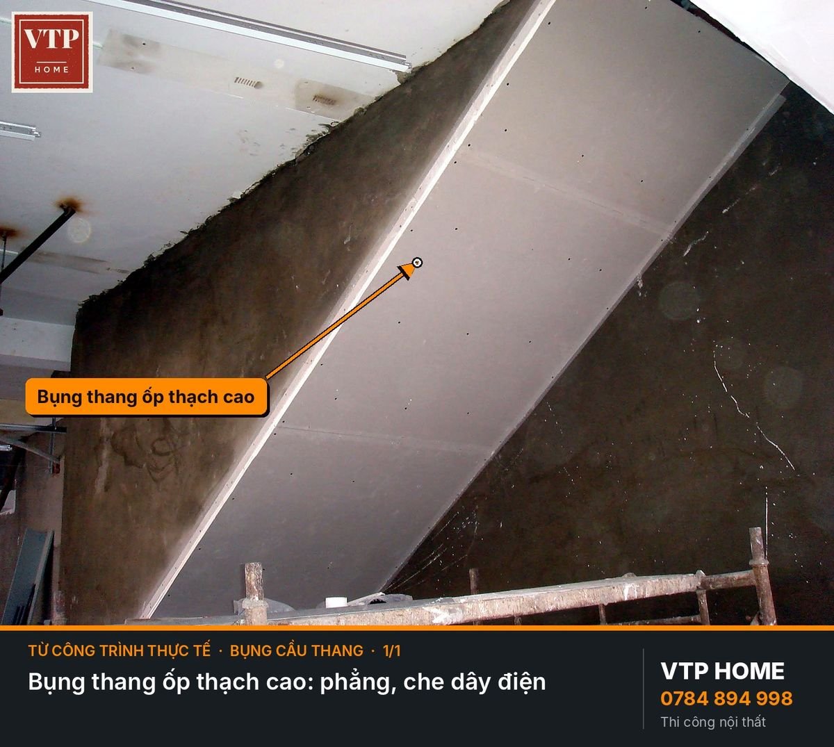Ốp thạch cao bụng cầu thang – hình ảnh minh họa VTP Home