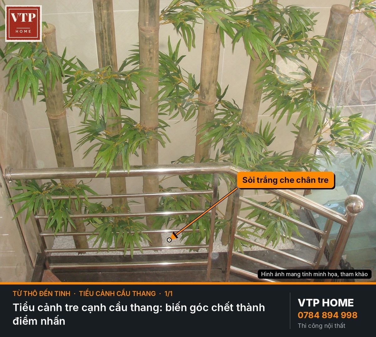 Tận dụng góc cạnh cầu thang làm tiểu cảnh – hình ảnh minh họa VTP Home