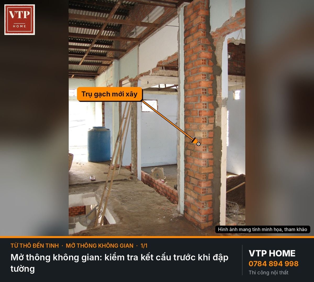 Mở thông không gian khi cải tạo nhà cũ – hình ảnh minh họa VTP Home