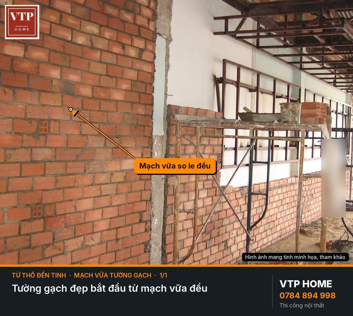 Mạch vữa: chưa trát đã biết thợ có tâm hay không – hình ảnh minh họa VTP Home